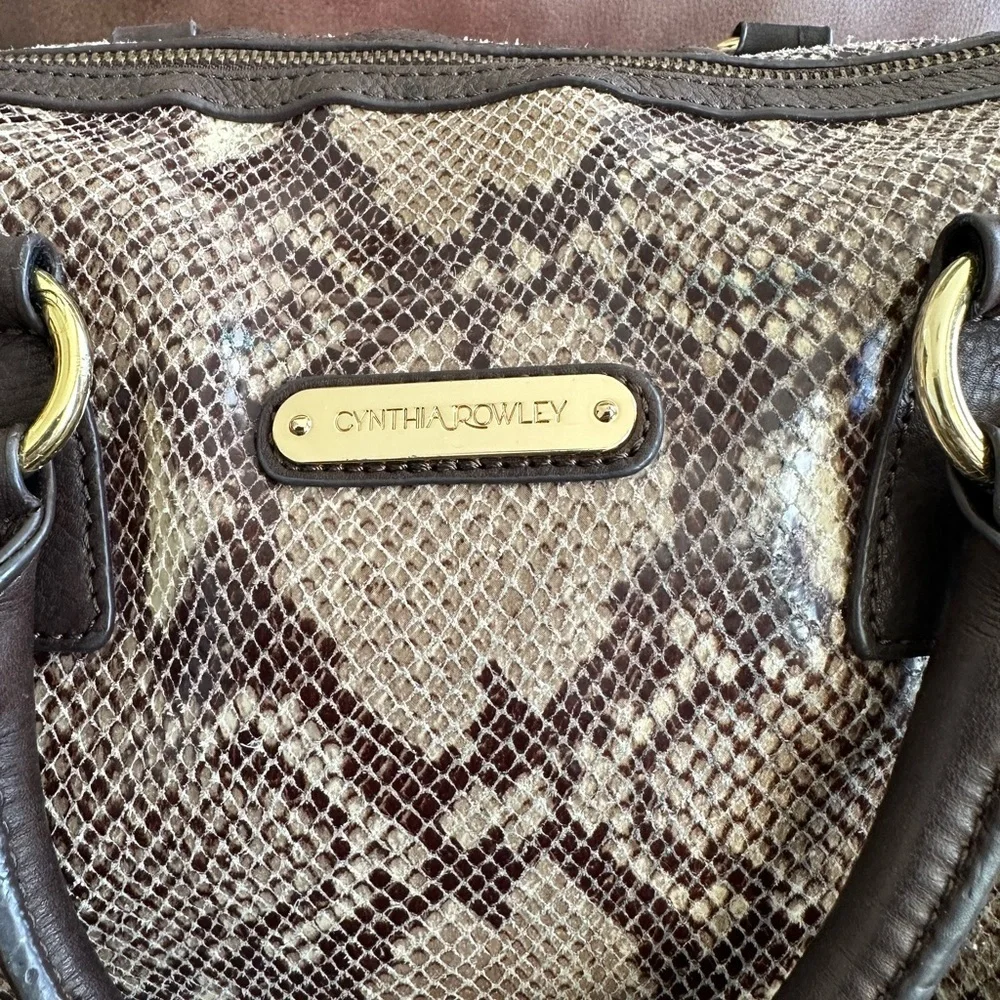 Cynthia Rowley Embossed Snake Boston Bag Fully Authenticated Gold Hardware EUC
